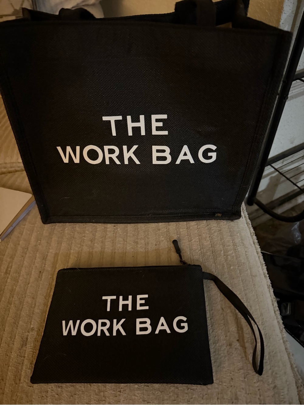 Black 'The Work Bag' Tote with Matching Pouch